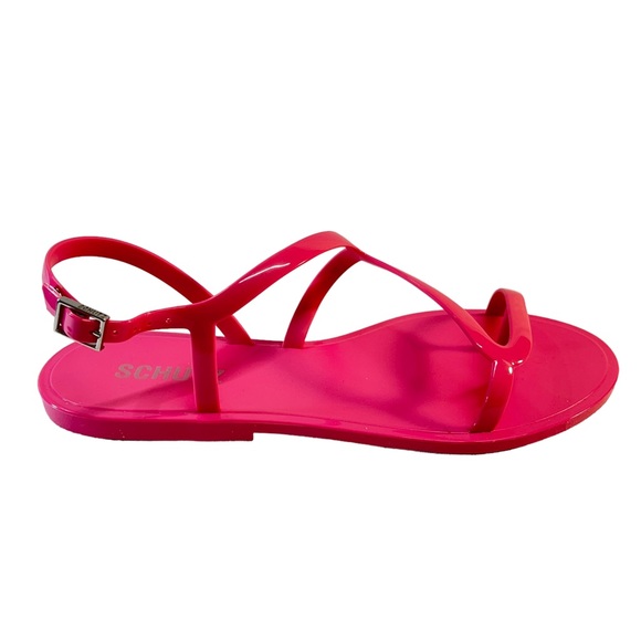 SCHUTZ Hot Pink Jelly Sandals with Silver Tone hardware NEW WITH TAGS SZ 7 - Picture 5 of 14